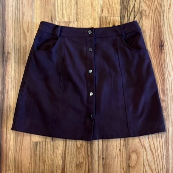 Naked Zebra Dresses & Skirts - Naked Zebra Front Button up Faux Suede Skirt